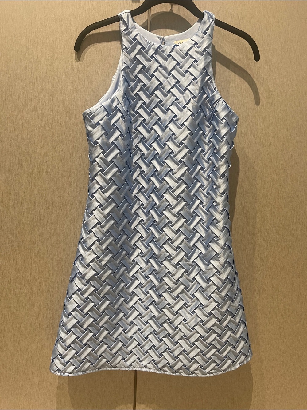 She + Sky Light Blue Braided-Texture Racerback Mini Dress